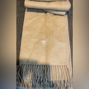 Alpaca Camargo Peruvian Scarf Camel Tan Wool Blend Fringed Embroidered alpaca
